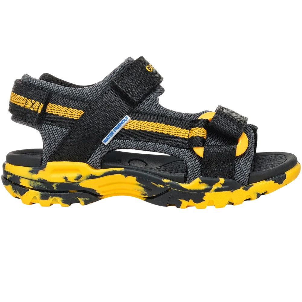Black-Yellow - Back - Geox Boys Borealis Sandals