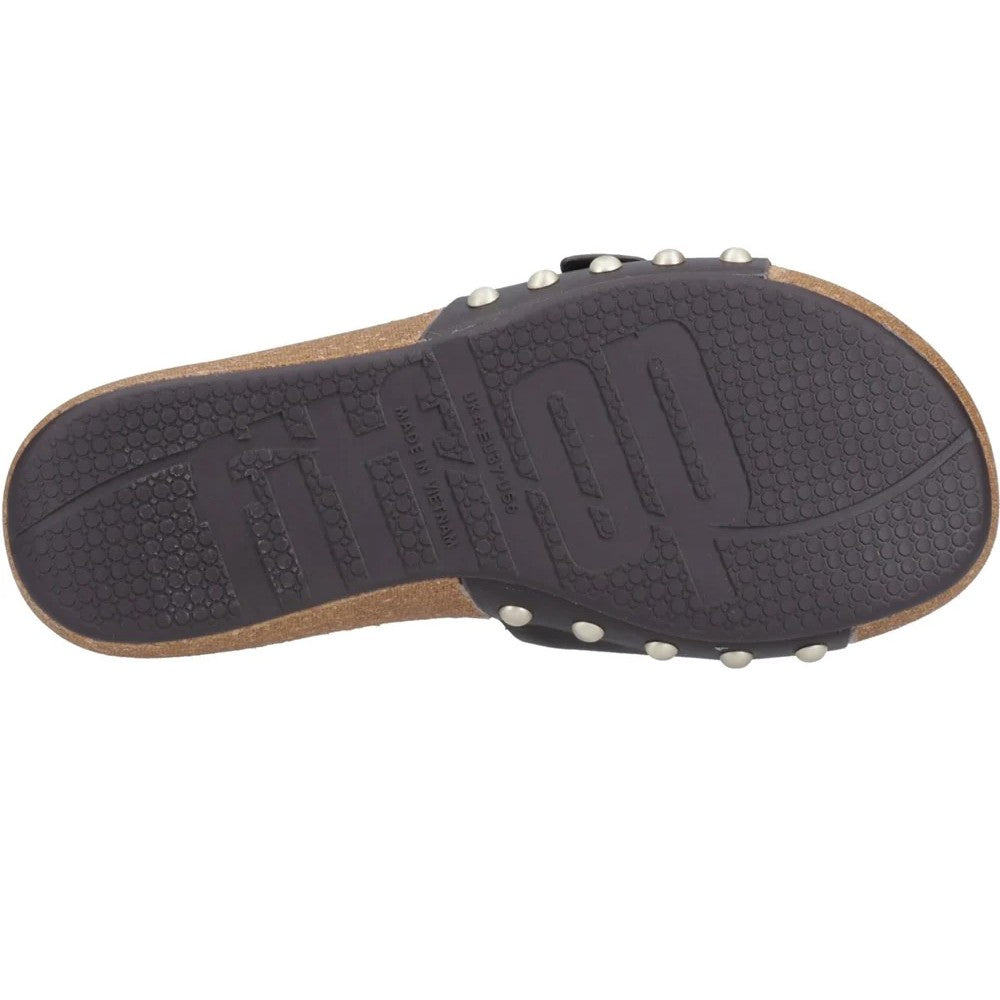 Chocolate Brown - Side - Fit Flop Womens-Ladies Leather Buckle Detail Sliders