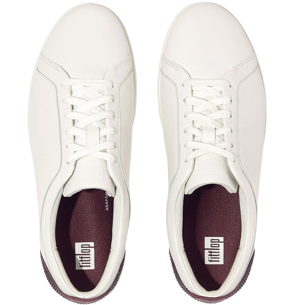 White-Mauve-Wine - Side - FitFlop Womens-Ladies Rally Crystal Leather Trainers