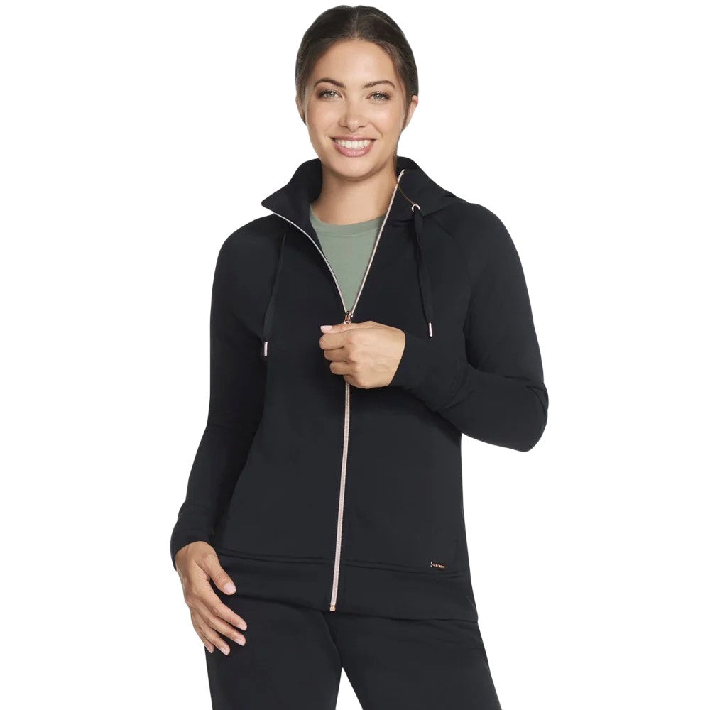 Black - Front - Skechers Womens-Ladies Skechluxe Elevate Hooded Jacket