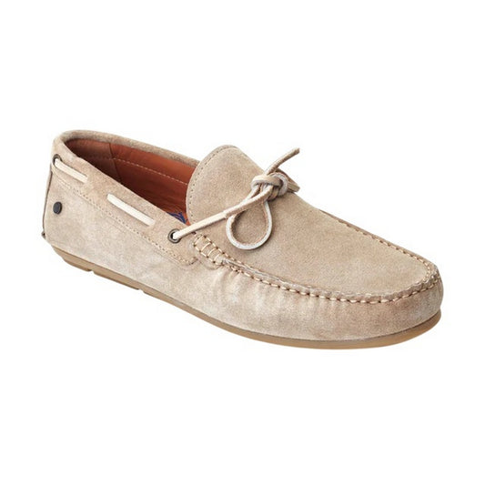 Sand - Front - Base London Mens Brooks Driver Suede Boat Shoes