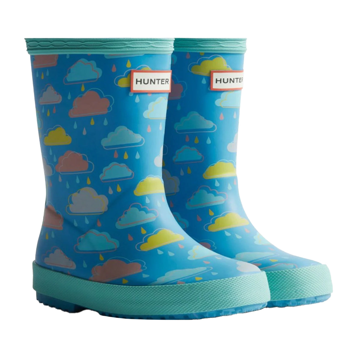 Blue - Front - Hunter Childrens-Kids Rain Cloud Wellington Boots