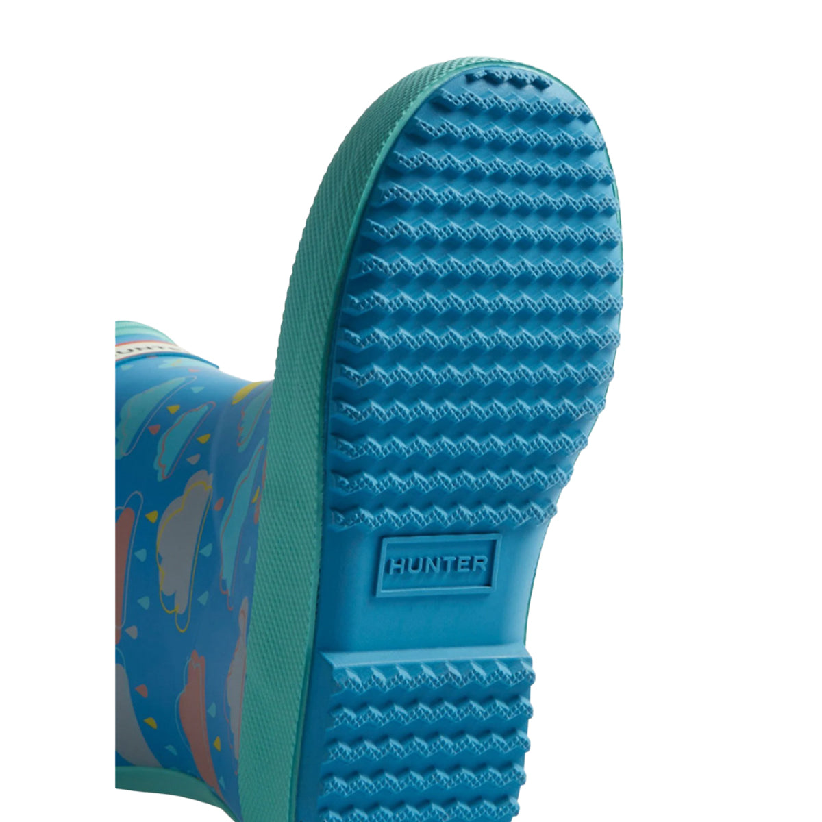 Blue - Side - Hunter Childrens-Kids Rain Cloud Wellington Boots