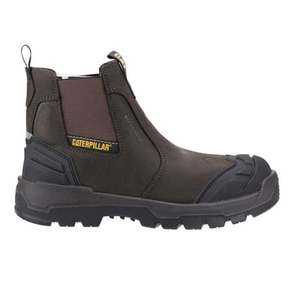 Brown-Yellow - Side - Caterpillar Mens Striver XL Leather Safety Boots