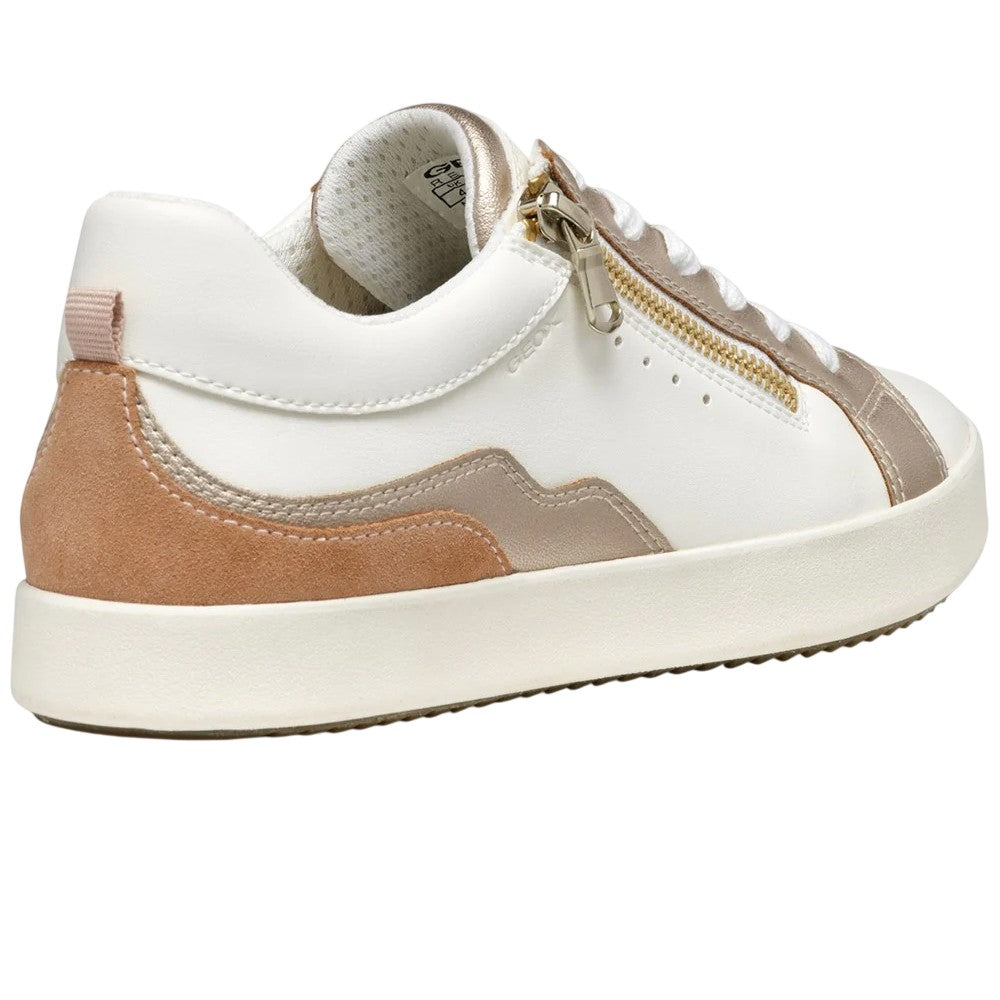 Optic White-Nude - Back - Geox Womens-Ladies D Blomiee Suede Trainers