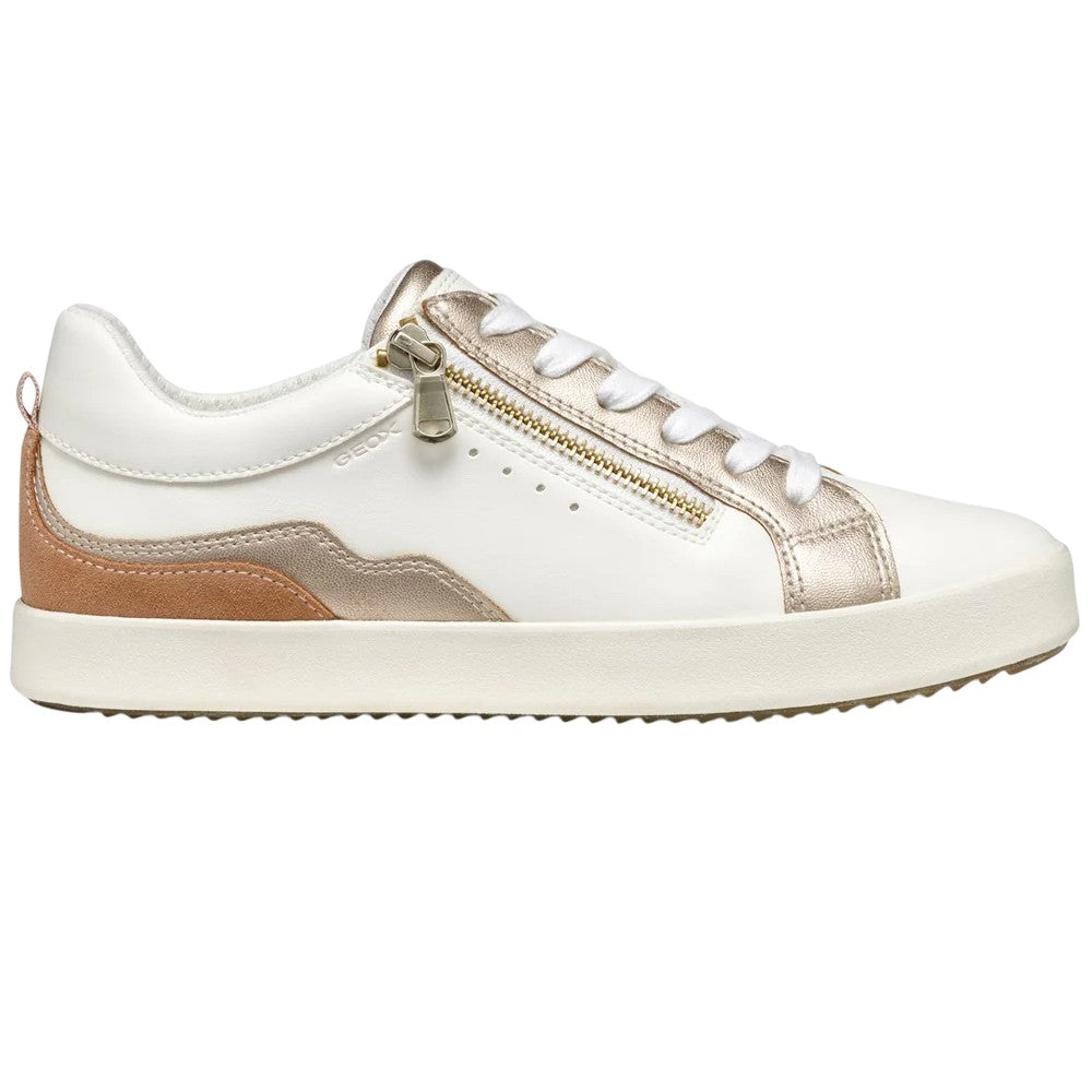 Optic White-Nude - Lifestyle - Geox Womens-Ladies D Blomiee Suede Trainers