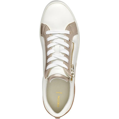 Optic White-Nude - Pack Shot - Geox Womens-Ladies D Blomiee Suede Trainers