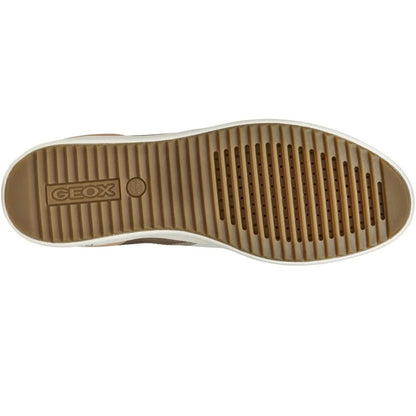 Optic White-Nude - Side - Geox Womens-Ladies D Blomiee Suede Trainers