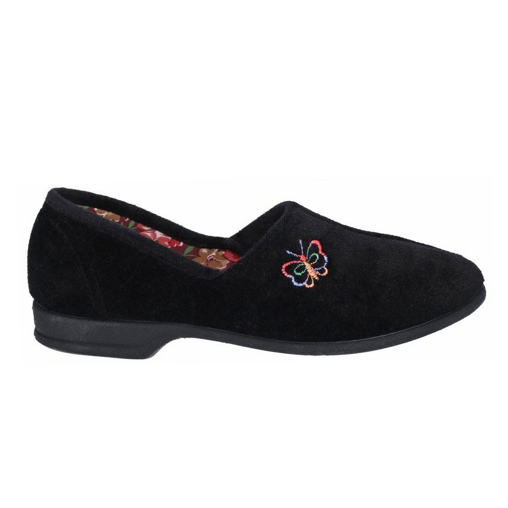 Black - Back - Mirak Bouquet - Ladies Slipper - Classic Womens Slippers