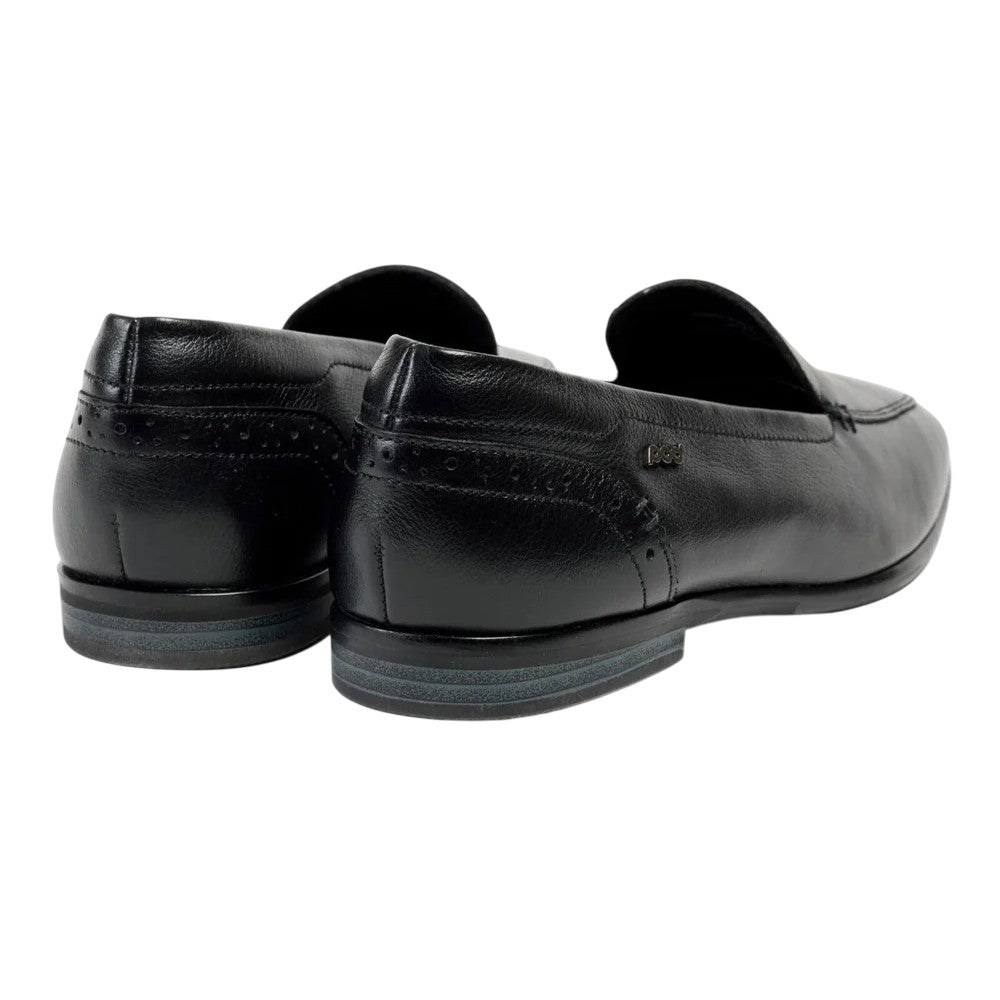 Black - Back - POD Womens-Ladies Italian Leather Penny Loafers