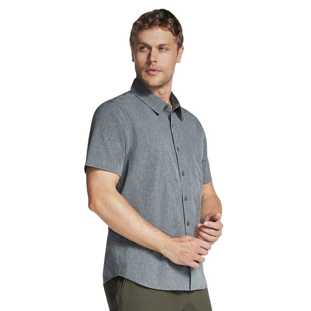 Black-Charcoal - Side - Skechers Mens Go Walk Air Short-Sleeved Shirt