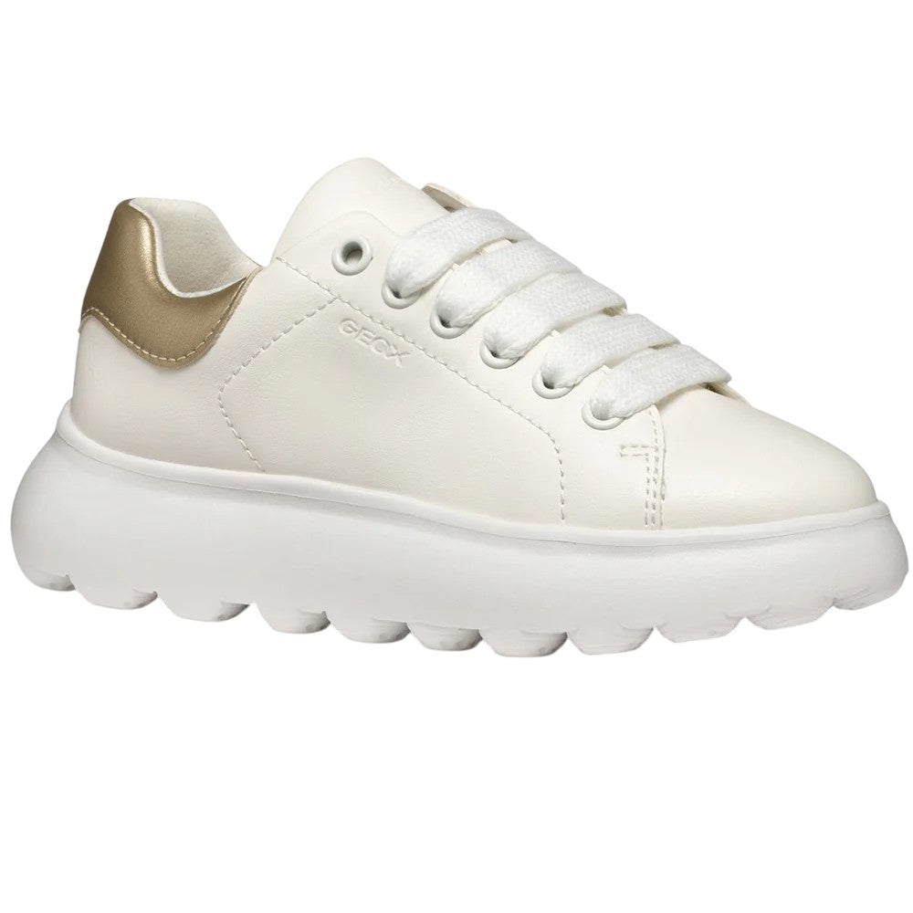 White-Platinum - Front - Geox Girls Puffypop Trainers