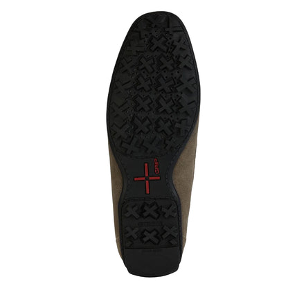 Taupe - Side - Geox Mens Kosmopolis + Grip Suede Moccasins