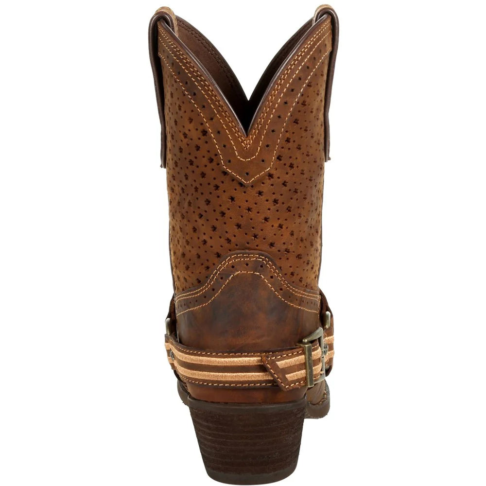 Bomber Brown - Back - Durango Womens-Ladies Crush Full Grain Leather Shortie Cowboy Boots