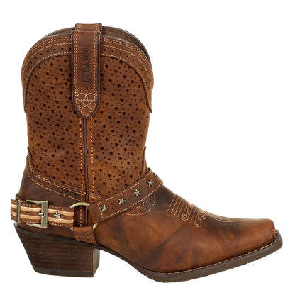 Bomber Brown - Lifestyle - Durango Womens-Ladies Crush Full Grain Leather Shortie Cowboy Boots