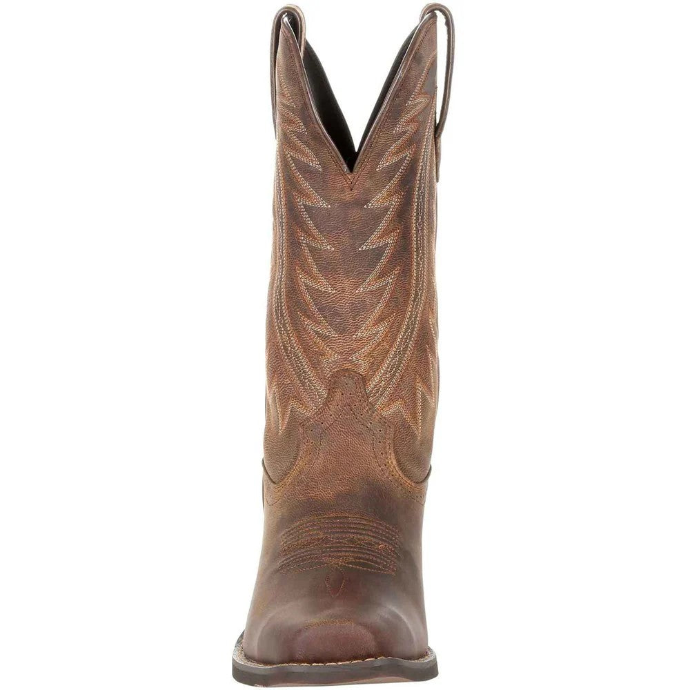Distressed Sunset Brown - Close up - Durango Mens Rebel Frontier Full Grain Leather Cowboy Boots