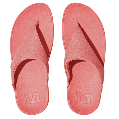 Rosy Coral - Front - FitFlop Womens-Ladies Lulu Shimmerlux Flip Flops