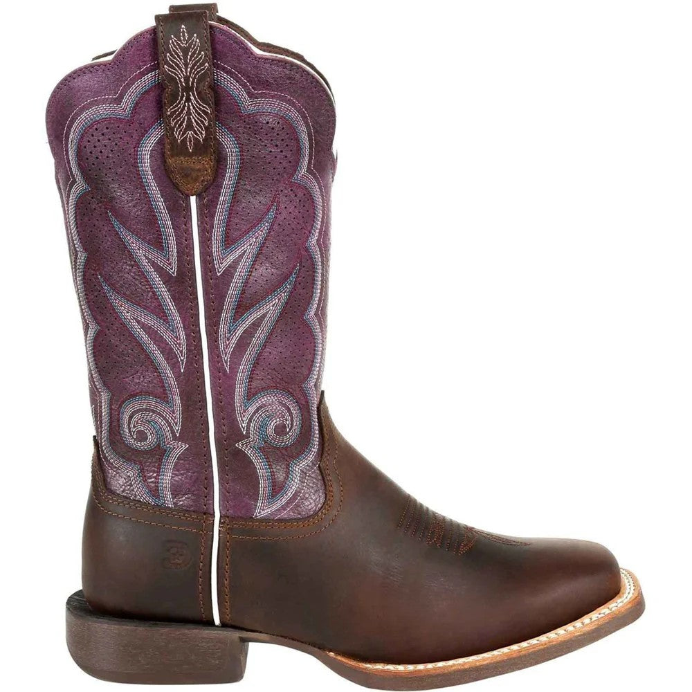 Oilded Brown-Plum - Side - Durango Womens-Ladies Lady Rebel Pro Full Grain Leather Cowboy Boots