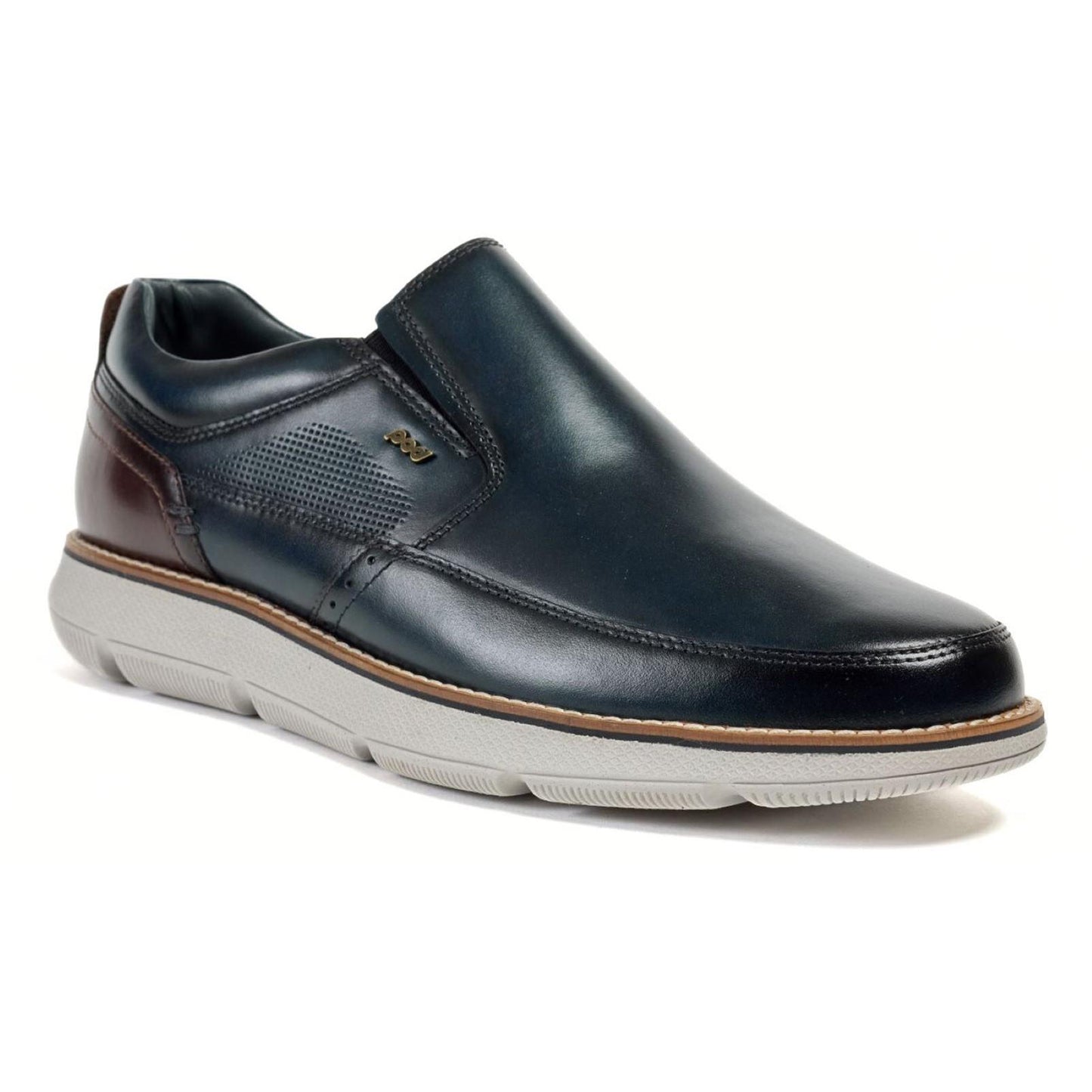 Navy - Front - POD Mens Fowler Italian Leather Slip-on Casual Shoes