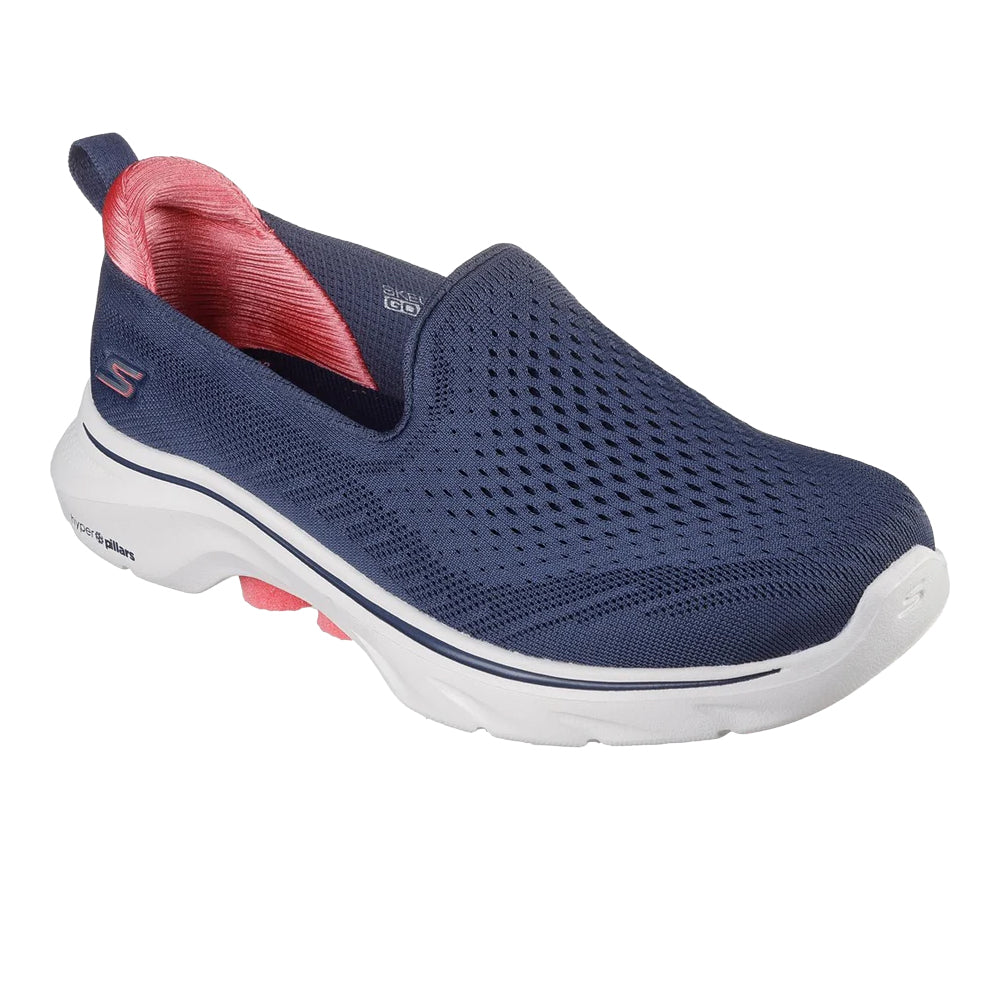 Navy-Coral - Front - Skechers Womens-Ladies Go Walk 7 - Vina Trainers
