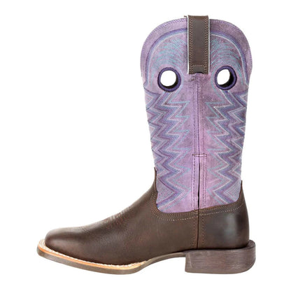 Dark Earth-Amethyst - Side - Durango Womens-Ladies Lady Rebel Pro Full Grain Leather Cowboy Boots
