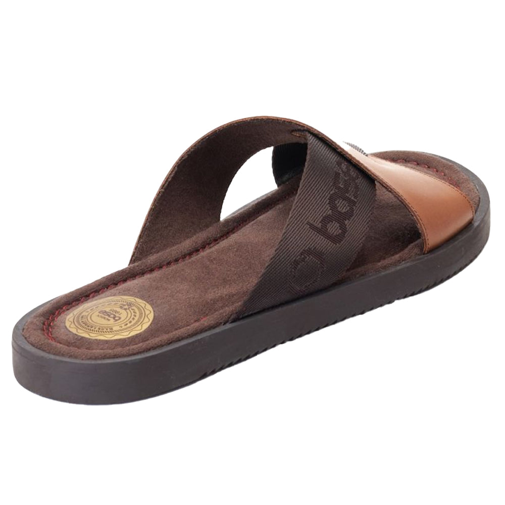 Burnt Tan - Back - Base London Mens Webb Leather Sliders