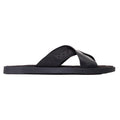 Black - Side - Base London Mens Webb Leather Sliders