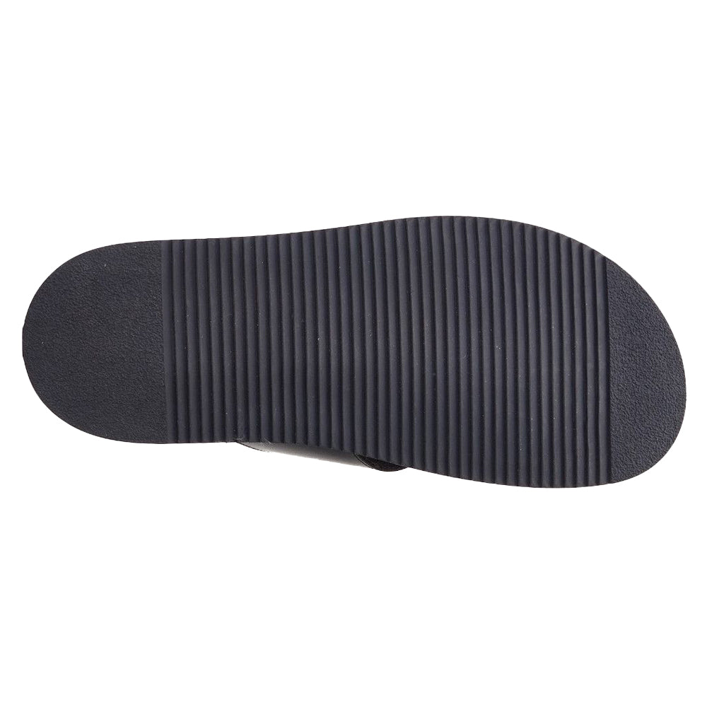 Black - Pack Shot - Base London Mens Webb Leather Sliders
