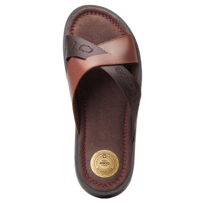 Burnt Brown - Lifestyle - Base London Mens Webb Leather Sliders