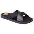 Black - Front - Base London Mens Webb Leather Sliders