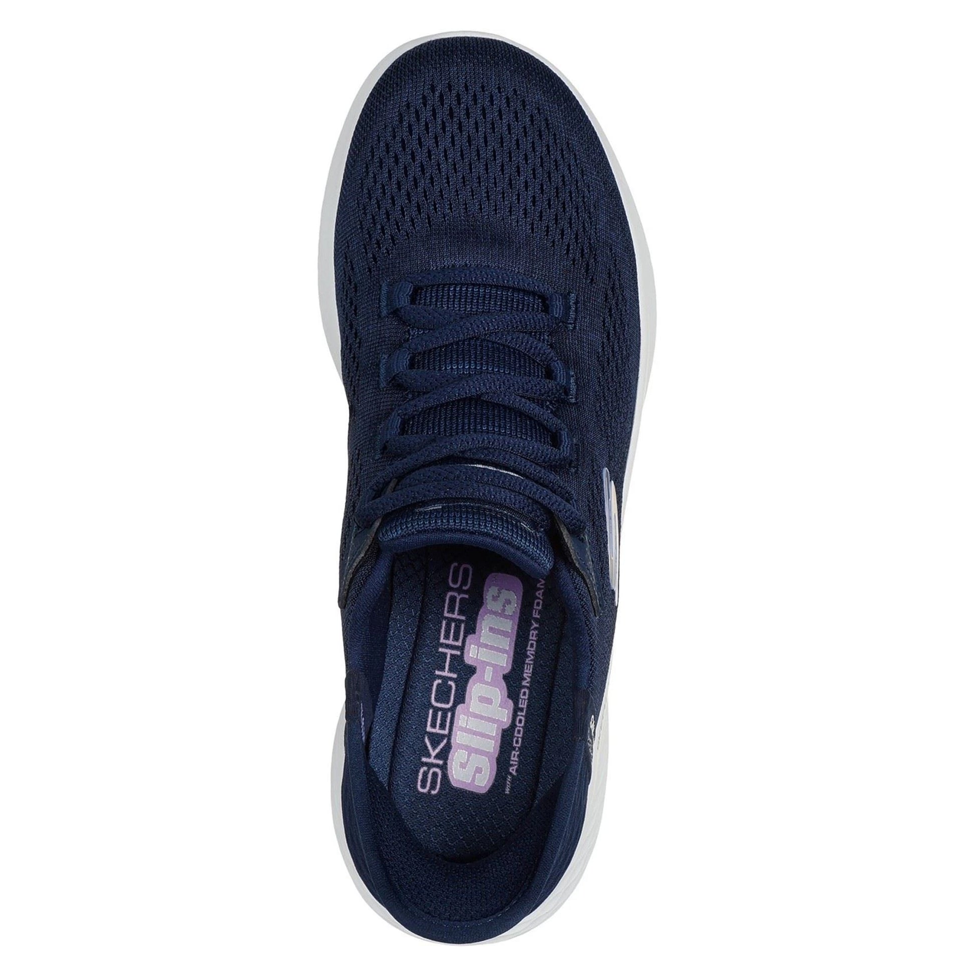 Navy - Side - Skechers Womens-Ladies Skech-Lite Pro Natural Trainers