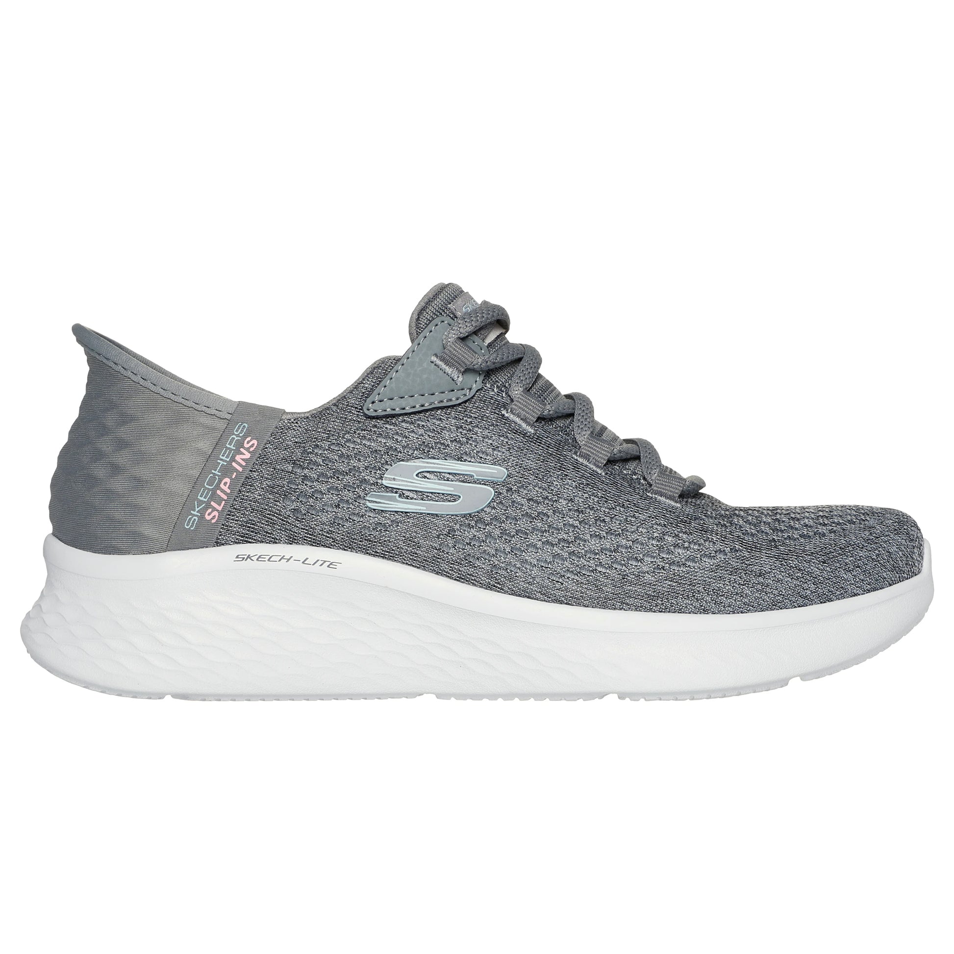 Grey - Side - Skechers Womens-Ladies Skech-Lite Pro Natural Trainers