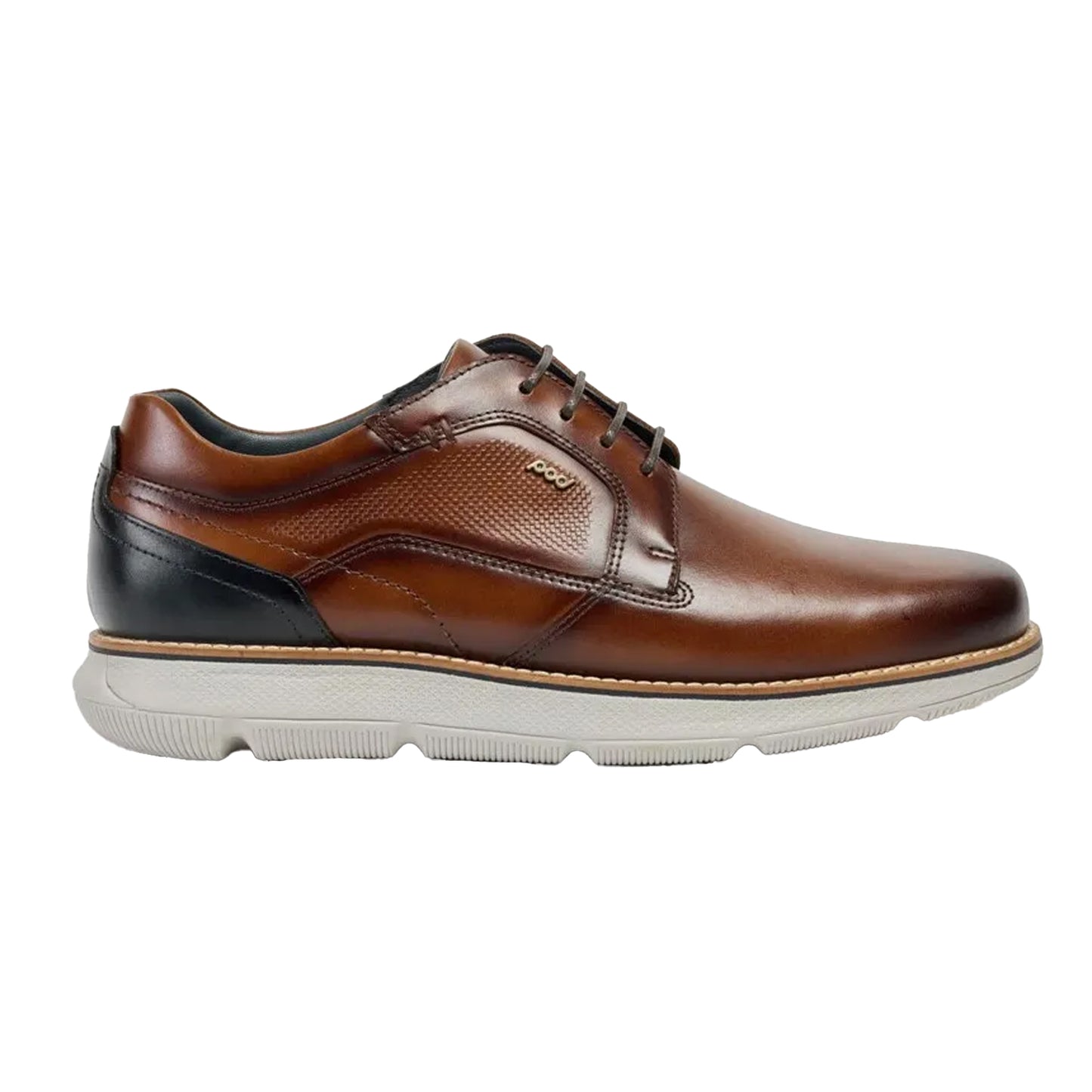 Cognac - Side - POD Mens Finch Italian Leather Casual Derby Shoes
