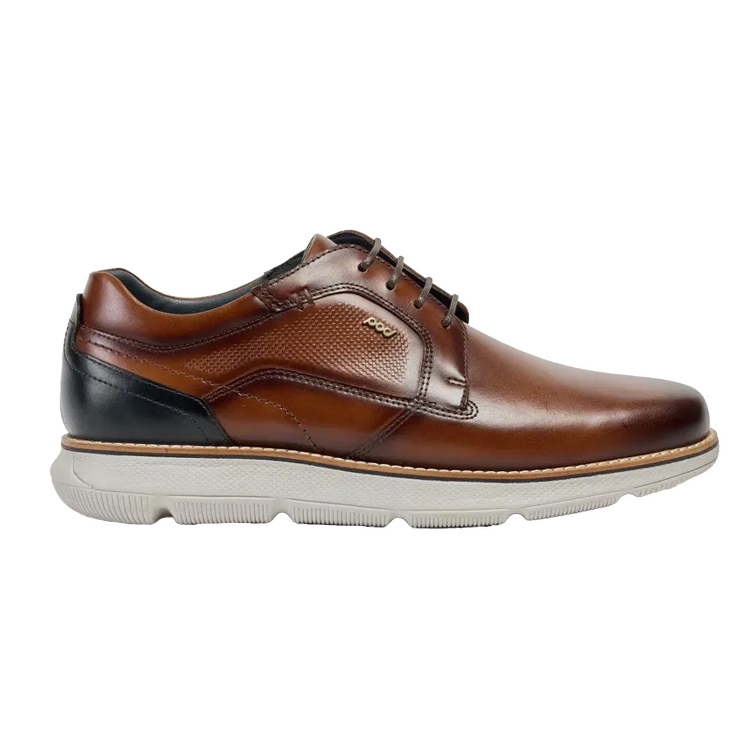 Cognac - Side - POD Mens Finch Italian Leather Casual Derby Shoes