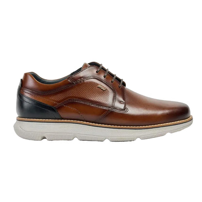 Cognac - Side - POD Mens Finch Italian Leather Casual Derby Shoes