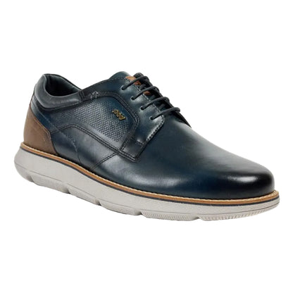 Navy - Front - POD Mens Finch Italian Leather Casual Derby Shoes