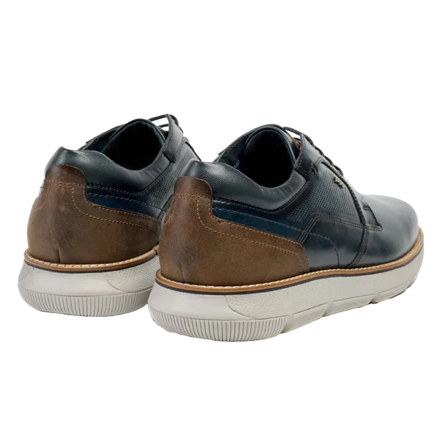 Navy - Back - POD Mens Finch Italian Leather Casual Derby Shoes