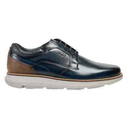 Navy - Side - POD Mens Finch Italian Leather Casual Derby Shoes