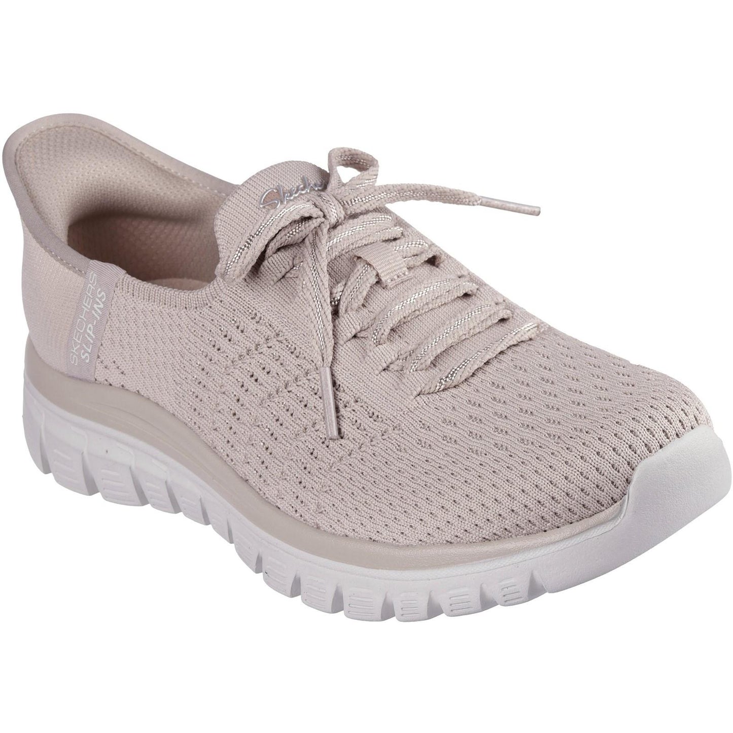 Taupe - Front - Skechers Womens-Ladies First Blush Slip-In Trainers
