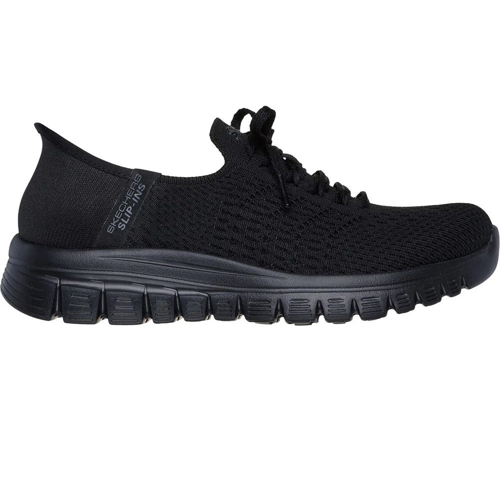 Black - Side - Skechers Womens-Ladies First Blush Slip-In Trainers