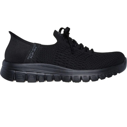 Black - Side - Skechers Womens-Ladies First Blush Slip-In Trainers