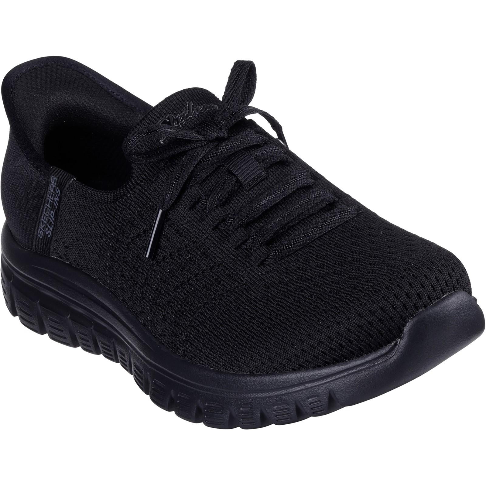 Black - Front - Skechers Womens-Ladies First Blush Slip-In Trainers