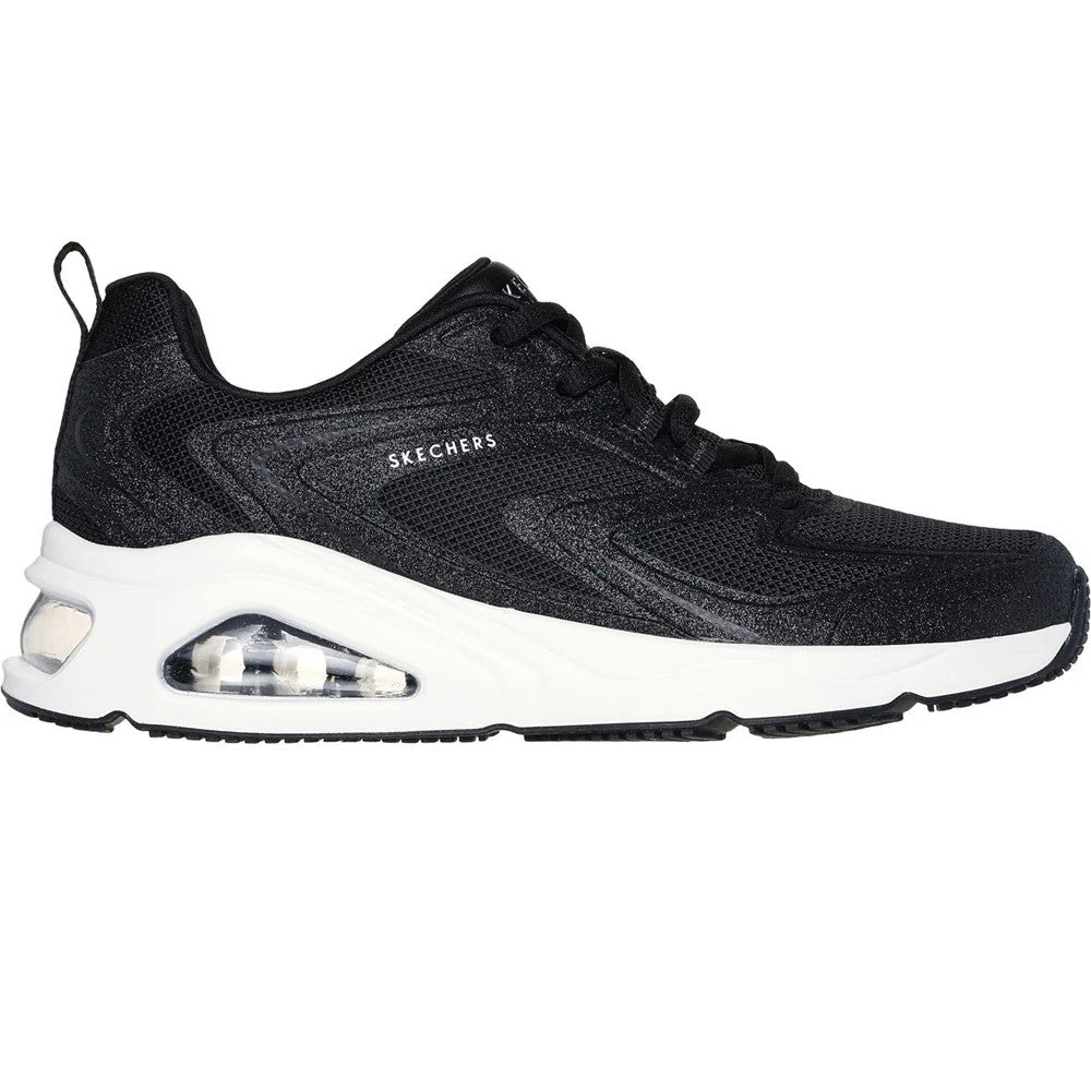 Black - Side - Skechers Womens-Ladies Tres Air Uno Glitter Trainers
