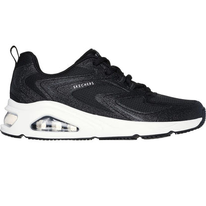 Black - Side - Skechers Womens-Ladies Tres Air Uno Glitter Trainers