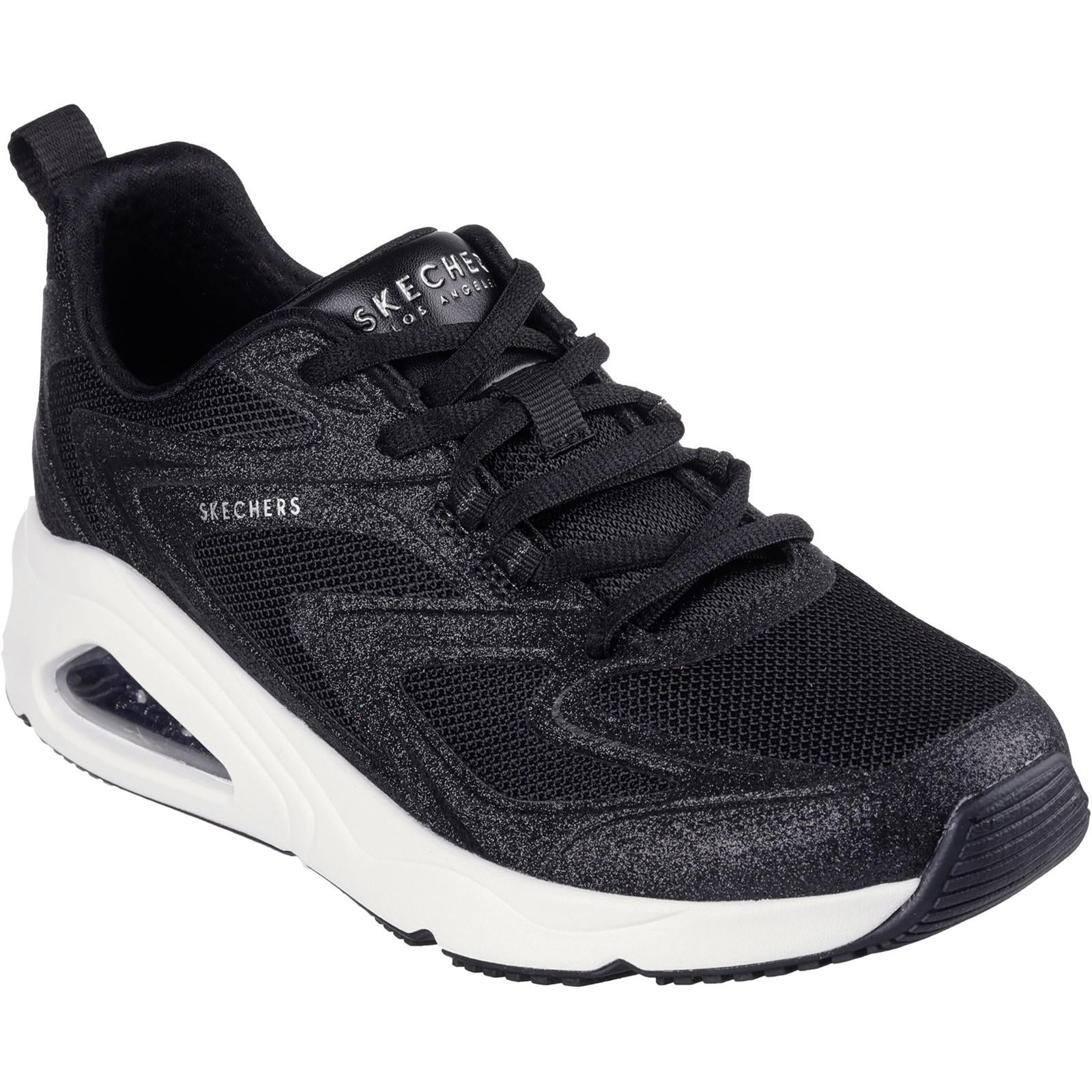 Black - Front - Skechers Womens-Ladies Tres Air Uno Glitter Trainers