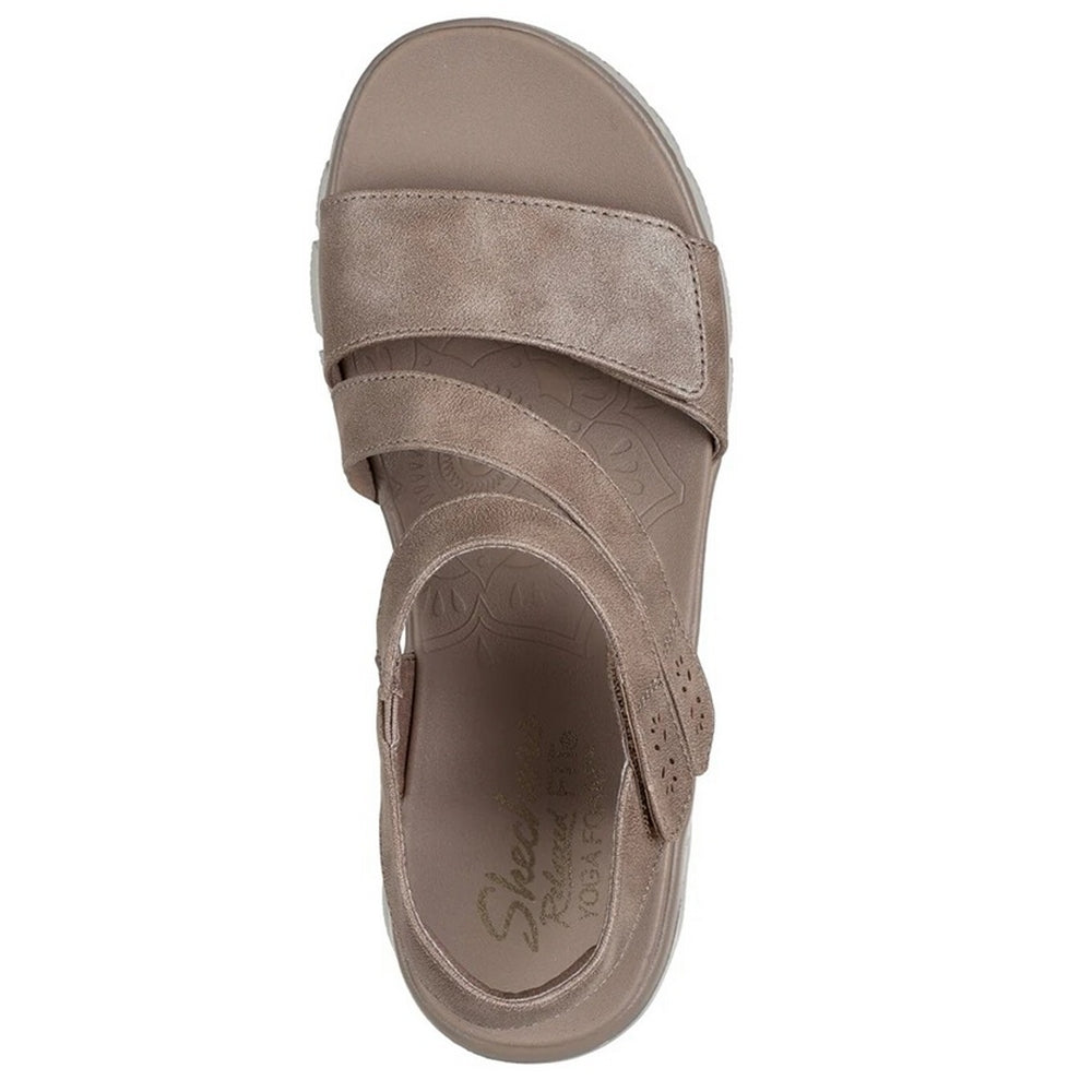 Taupe - Side - Skechers Womens-Ladies Easy Going Sandals