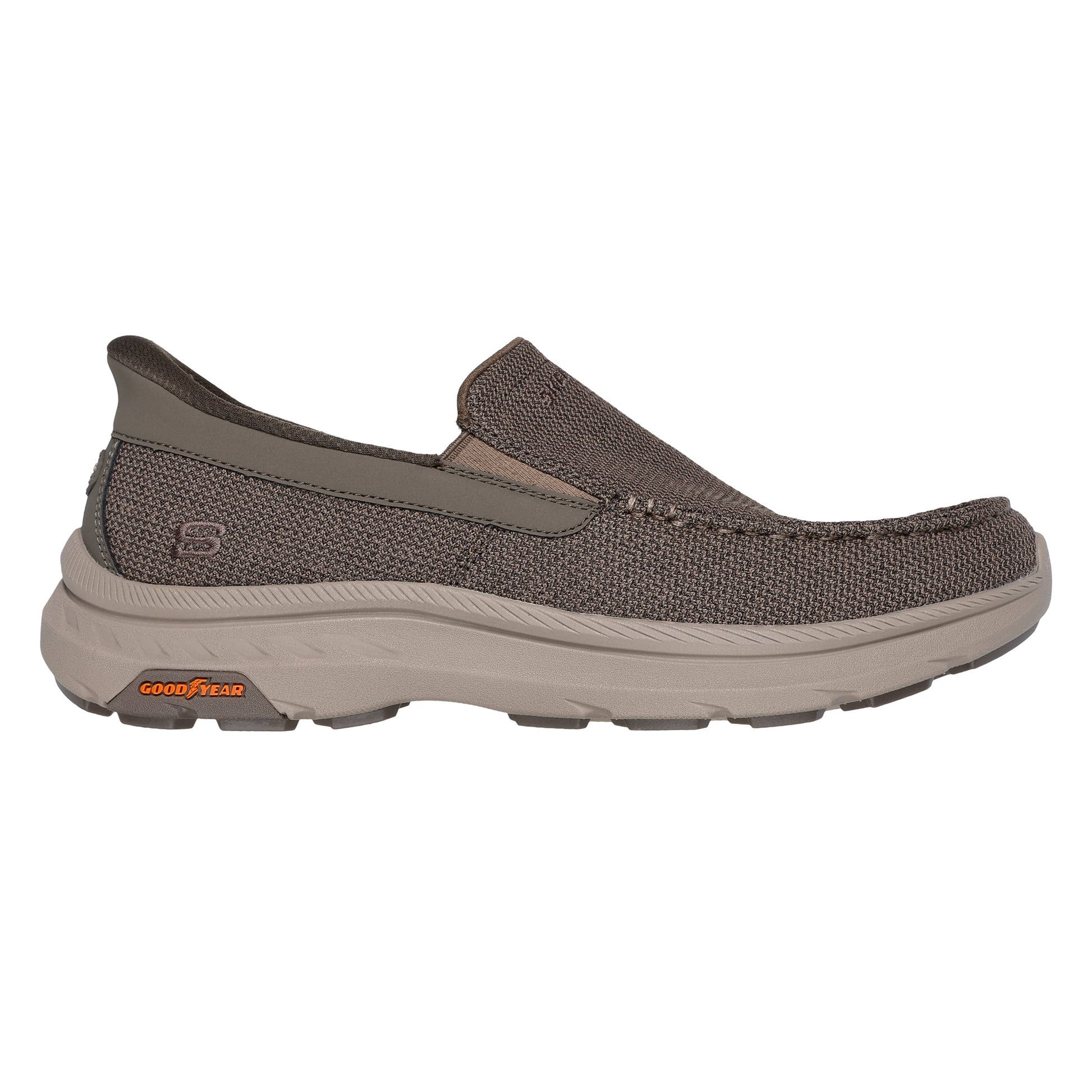 Taupe - Side - Skechers Mens Pollard Wilfred Slip-In Trainers