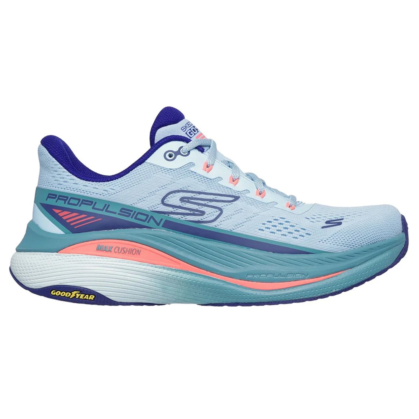 Light Blue-Navy - Back - Skechers Womens-Ladies Max Cushioning Propulsion Trainers