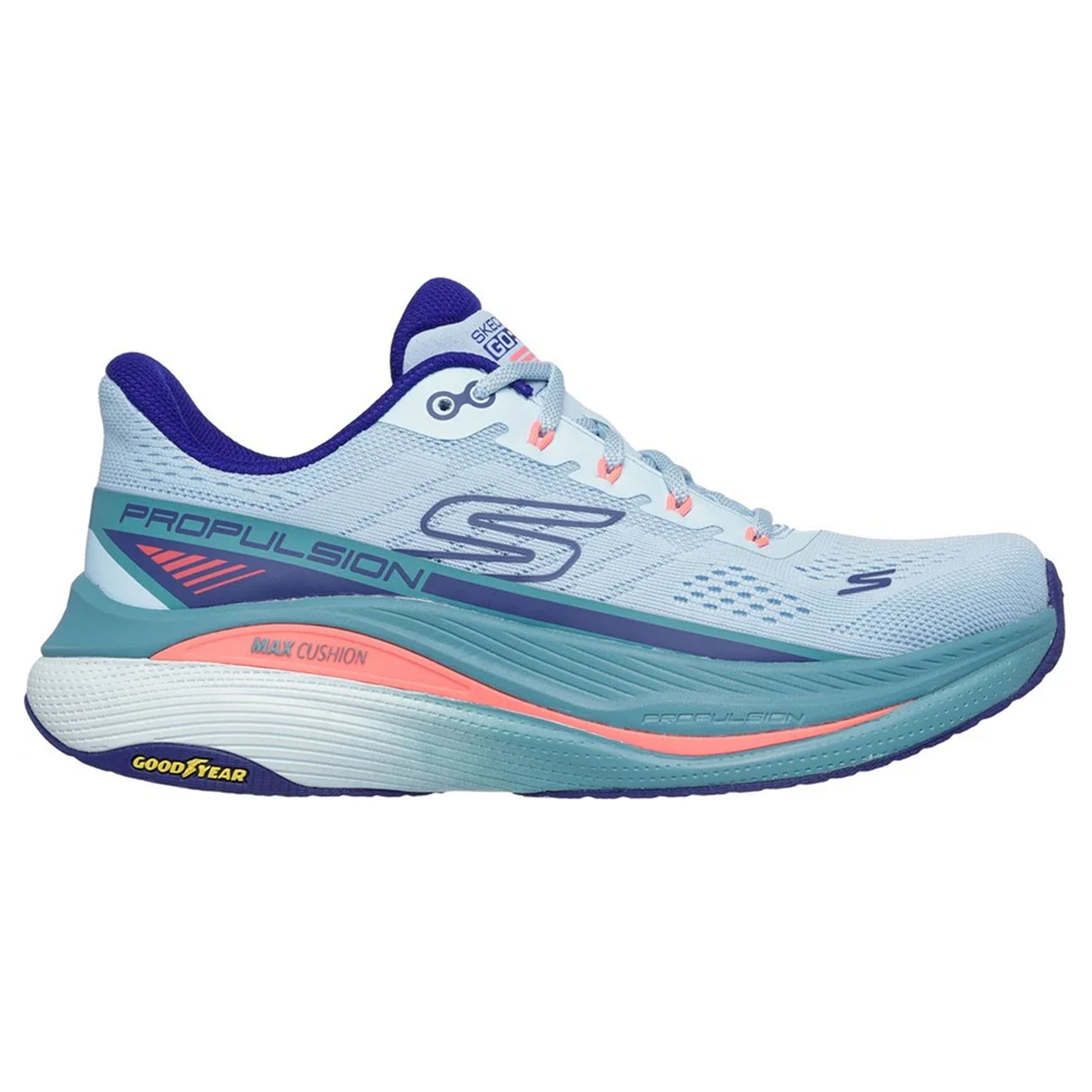 Light Blue-Navy - Back - Skechers Womens-Ladies Max Cushioning Propulsion Trainers