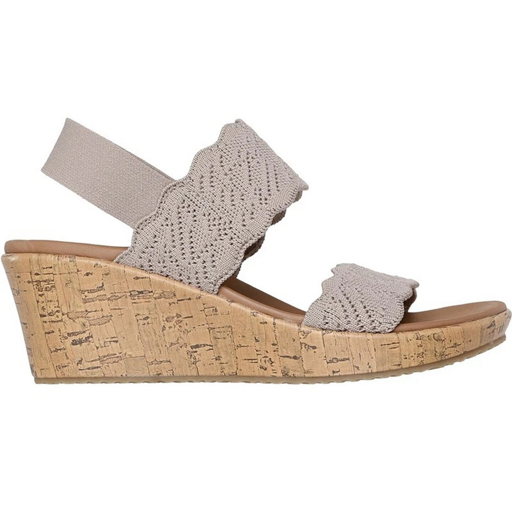 Taupe - Pack Shot - Skechers Womens-Ladies Beverlee Timeless Touch Sandals